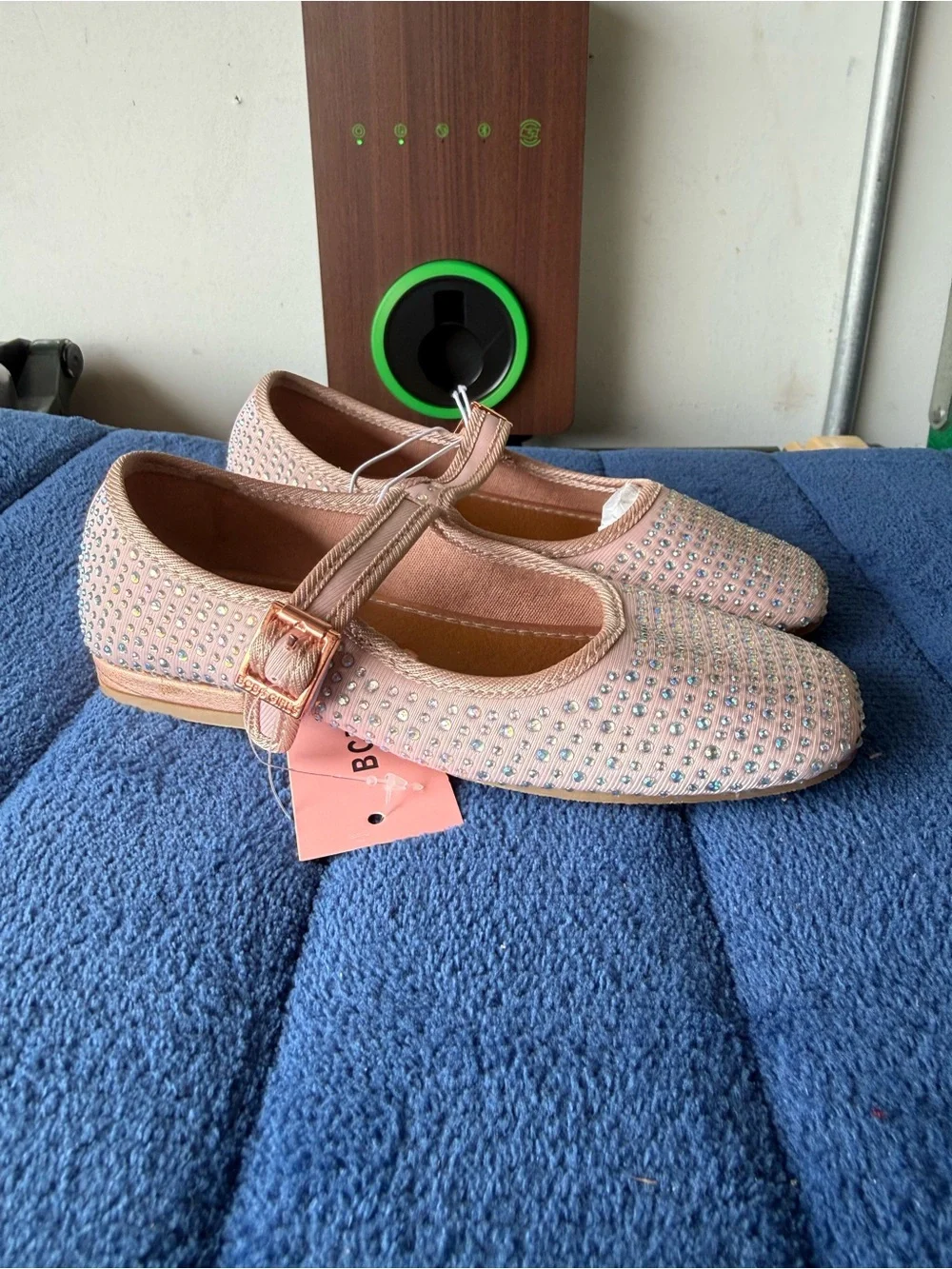 BCBG Girls Blush Rhinestone Mary Jane Flats Shoes Size 12M New